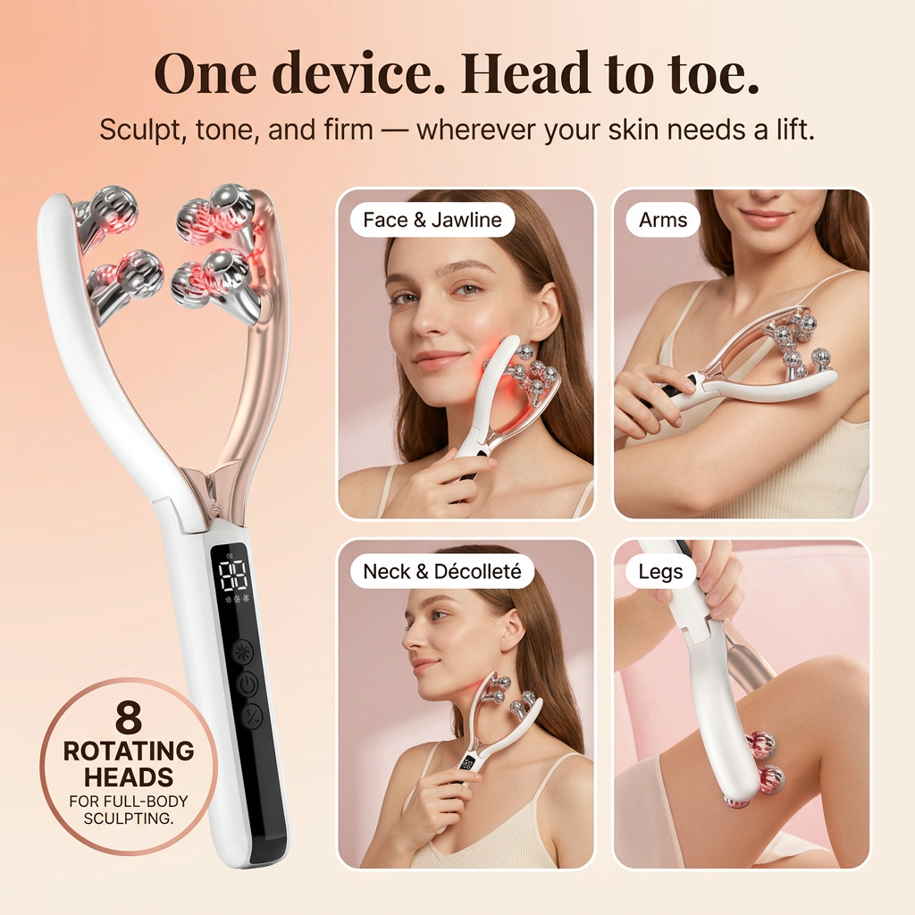 Halo Sculpt Pro™ — 8-Head EMS + RF Sculpting Device for Lift, Contour & Tone